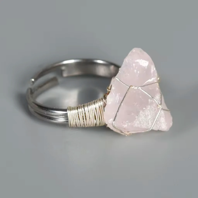 Pierścionek z Różowym Kwarcem